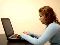 Woman Conducting People Search by SSN on the Web